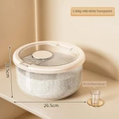 Mutfak Tipi Böcek ve Nem Geçirmez Pirinç Saklama Kabı - Süt Beyazı Şeffaf - 5 kg - 1