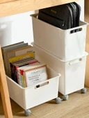 Hareketli Saklama Sepeti - Kapaklı ve Tekerlekli Geniş Kutu thumbnail 2