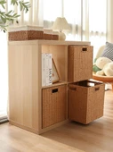 Katlanabilir Hasır Saklama Kutusu - Bej - 38x33x33 cm - 4