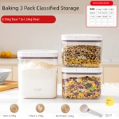 Gıda Sınıfı Kapaklı Un ve Pirinç Saklama Kabı - Kombinasyon 3, 1.5kg * 2 + 2.5kg thumbnail 1