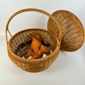 Rattan Görünümlü El Örmesi Sepet - Oval İki Katlı - 3