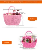 El Örgüsü Plastik Saklama Sepeti - Banyo/Meyve Sepeti - Ekstra Büyük/Pembe Hediye - 1 Alana 1 Bedava - 9