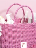 El Örgüsü Plastik Saklama Sepeti - Banyo/Meyve Sepeti - Buz Mavisi - Küçük Boy - 3