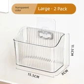 Duvara Monte Mutfak Saklama Sepeti - Büyük Boy Şeffaf - 2'li Paket - 1