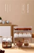 Çay Seti Saklama Kutusu - 8028 Kısa Geçmeli Kare Küçük İstiflenebilir - 7