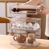 Çay Seti Saklama Kutusu - 8038 Kapaklı Tam Şeffaf Süzgeçli Yüksek Model - 4