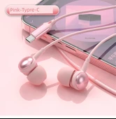 iPad Type-C Girişli Mikrofonlu Kulak İçi Kulaklık - Pembe - 1
