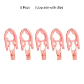 Katlanabilir Seyahat Tipi Elbise Askısı - Pembe - 5'li Paket [Klipsli] thumbnail 1