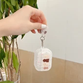 AirPods 4 için Çiçek ve Köpek Desenli Silikon Koruyucu Kılıf - Şeffaf Çerçeveli - 10