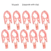 Katlanabilir Seyahat Tipi Elbise Askısı - Pembe - 10'lu Paket [Klipsli] - 1