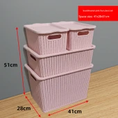 İskandinav Tarzı Pembe Renk 4'lü Plastik Saklama Kutusu Seti - 1