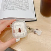 AirPods Pro için Çiçek ve Köpek Desenli Silikon Koruyucu Kılıf - Şeffaf Çerçeveli - 11