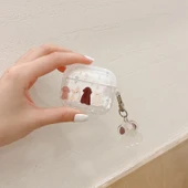 AirPods Pro için Çiçek ve Köpek Desenli Silikon Koruyucu Kılıf - Şeffaf Çerçeveli - 9