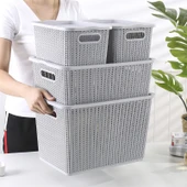 İskandinav Tarzı Beyaz Büyük Boy Plastik Saklama Kutusu - 2111 - 2