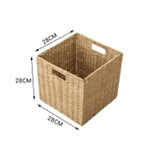 Japon Stili Dokuma Saklama Kutusu - Ham Renk 28x28x28 cm - 1