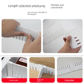 Ayarlanabilir Çekmece Bölme Düzenleyici - C Tipi 2 Adet [50.5*9cm] 4 Sabit Tokalı thumbnail 3