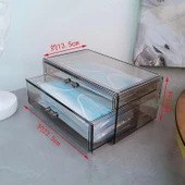 Akrilik Saklama Kutusu - Toz Geçirmez Çekmeceli Organizer - Şeffaf Gri 6401 Çekmeceli thumbnail 1