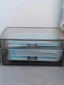 Akrilik Saklama Kutusu - Toz Geçirmez Çekmeceli Organizer - Şeffaf Gri 6401 Çekmeceli thumbnail 4