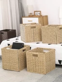 Japon Stili Dokuma Saklama Kutusu - Ham Renk 27x27x27 cm thumbnail 2