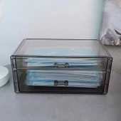 Akrilik Saklama Kutusu - Toz Geçirmez Çekmeceli Organizer - Şeffaf Gri 6401 Çekmeceli thumbnail 11