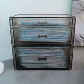 Akrilik Saklama Kutusu - Toz Geçirmez Çekmeceli Organizer - Şeffaf Gri 6401 Çekmeceli thumbnail 8