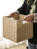 Japon Stili Dokuma Saklama Kutusu - Ham Renk 27x27x27 cm thumbnail 3