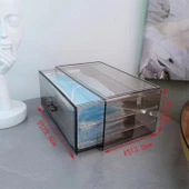 Akrilik Saklama Kutusu - Toz Geçirmez Çekmeceli Organizer - Şeffaf Gri 6401 Çekmeceli thumbnail 7