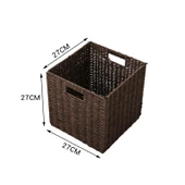 Japon Stili Dokuma Saklama Kutusu - Kahve 27x27x27 cm - 1
