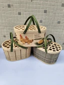 Bambu Dokuma Yumurta Sepeti - 2.50kg - Yeşil - Kalınlaştırılmış - 2