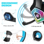 V1 RGB Oyuncu Kulaklığı - Siyah ve Mavi - 3.5mm Bağlantı - 5