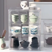 Çay Seti Saklama Kutusu - Model 2 - Şeffaf ve Bölmesiz - 3