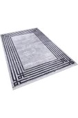 Frenda Home Çerçeve Desen Dokuma Pamuk Taban Dijital Dekoratif Halı  GRİ 140X200 - 2