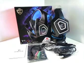 V1 RGB Oyuncu Kulaklığı - Siyah ve Mavi - 3.5mm Bağlantı - 7
