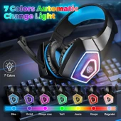 V1 RGB Oyuncu Kulaklığı - Siyah ve Mavi - 3.5mm Bağlantı - 11