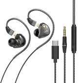 3.5mm Siyah Dört Bobinli HiFi Bass Kablolu Oyuncu Kulaklığı - 6
