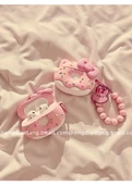 Sevimli Donut Kedi AirPods 3 Kılıfı - Pudra Fiyonk KT Donut + Pudra Boncuklu Tavşan Zincirli - 9