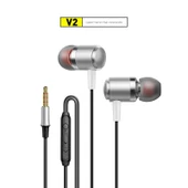 Metal Subwoofer Kulak İçi Mikrofonlu Kulaklık - Gümüş (Poşetli) thumbnail 1