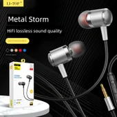 Metal Subwoofer Kulak İçi Mikrofonlu Kulaklık - Gümüş (Poşetli) thumbnail 2