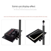Ses Kartı Metal Saklama Rafı Mikrofon Standı - Büyük Boy Güçlendirilmiş Tepsi + 65cm Mikrofon Çubuğu - 5