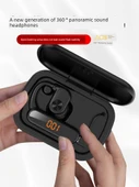 Siyah Hava İletimli Bluetooth Kulaklık - Şarj Kutulu ve Başlıklı, Dijital Ekranlı Yeni Model 5.4 - 3