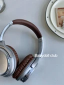 Retro Bluetooth 5.3 Kulaklık - Gümüş Kahverengi - Gelişmiş Gürültü Önleme - 2
