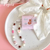 Apple AirPods Pro 2. Nesil için Liçi Desenli Deri Kulaklık Kılıfı - Seni Seviyorum Ayı + Asma Zinciri thumbnail 1