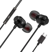 Type-C Girişli Kulak İçi Kulaklık - MJS Siyahı - 1