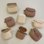 Airpods Pro 2 için Minimalist Sonbahar Kış Kulaklık Kılıfı - Çizgili Haki - 3