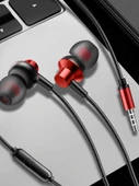 3.5mm Metal Subwoofer Kulak İçi Mikrofonlu Kablolu Kulaklık - Siyah - 4