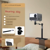 Ayarlanabilir Projektör Braketi - 22-40cm Karbon Çelik Teleskopik Çubuk - Metal Takviyeli Pan-Tilt - 1