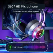 Mikrofonlu Kablolu Oyuncu Kulaklığı - USB - Gri - 6