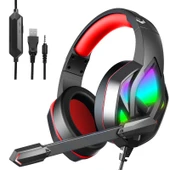 Mikrofonlu Kablolu Oyuncu Kulaklığı - RGB Işıklı - H100 Mavi - 5
