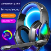 Mikrofonlu Kablolu Oyuncu Kulaklığı - RGB Işıklı - H100 Mavi - 2