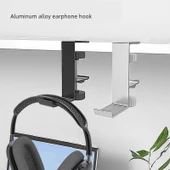 Alüminyum Kulaklık Standı Kelepçeli Montaj - Gümüş - 4